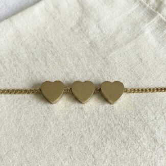 The "Trio Heart" Minimalist Chain Bracelet (2.4g) | The Gold Loft